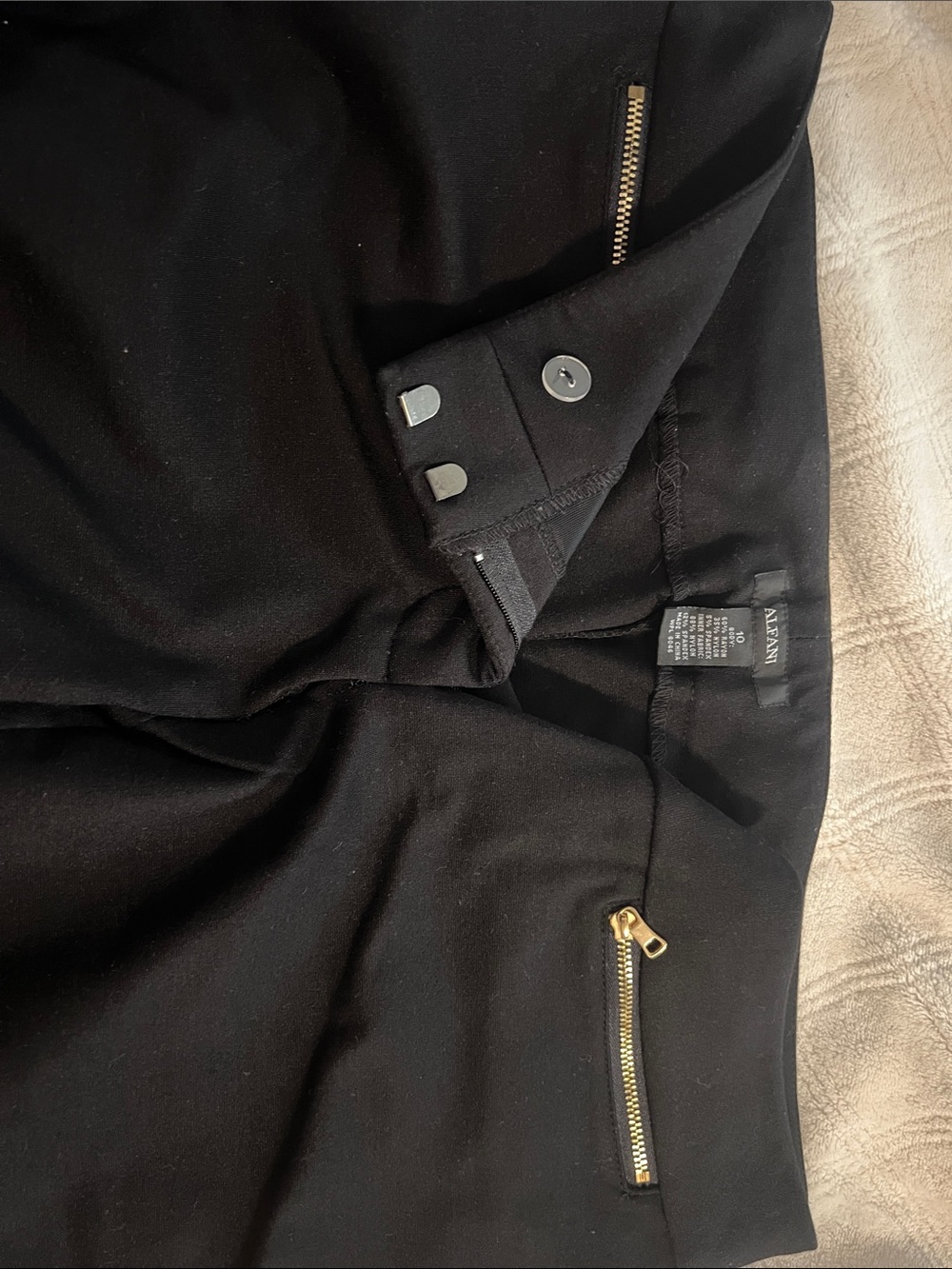 Alfani Black Boot-Cut Pants with Gold Zipper Accents